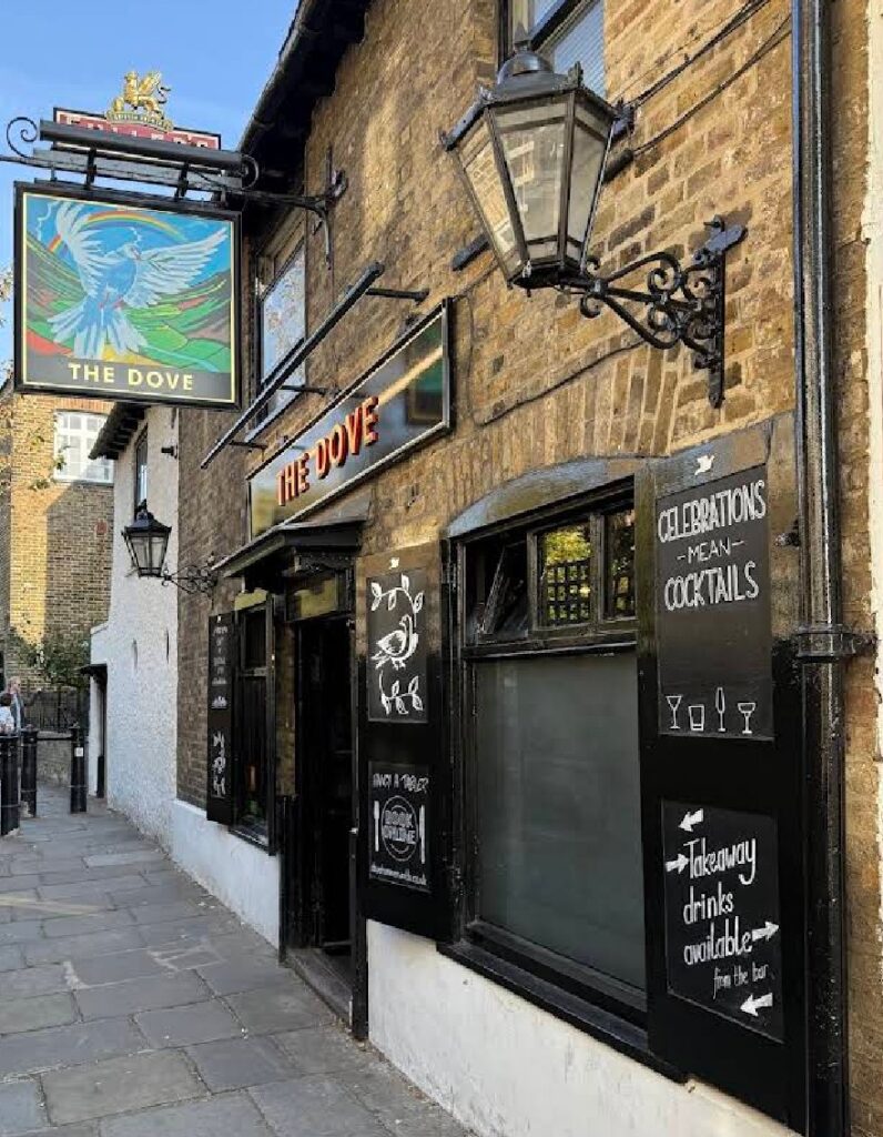 the small passage way outside of the dove pub