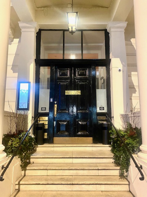 Ognisko restaurant door in South Kensington london